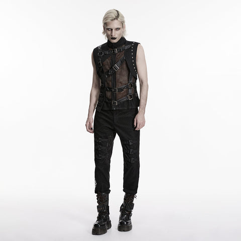 Punk asymmetrical fake two-piece vest