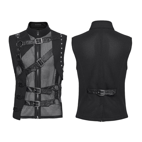 Punk asymmetrical fake two-piece vest