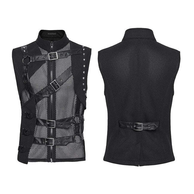 Punk asymmetrical fake two-piece vest