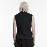 Stand up collar Cyberpunk vest with Shoulder rivets