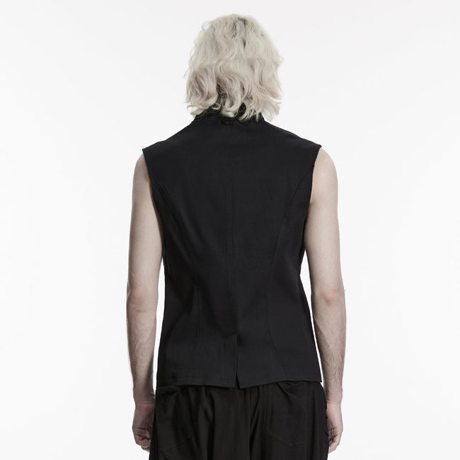 Stand up collar Cyberpunk vest with Shoulder rivets
