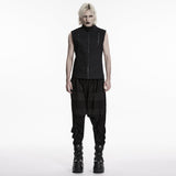 Stand up collar Cyberpunk vest with Shoulder rivets