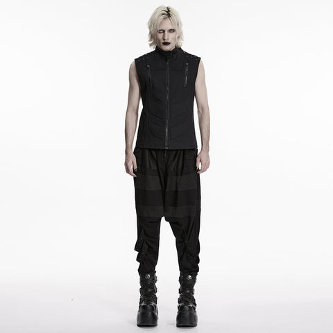 Stand up collar Cyberpunk vest with Shoulder rivets