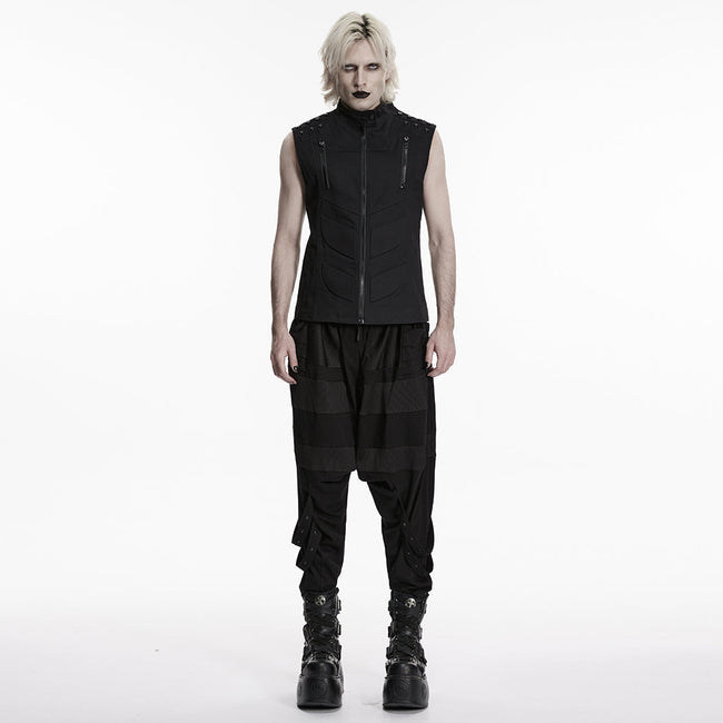 Stand up collar Cyberpunk vest with Shoulder rivets
