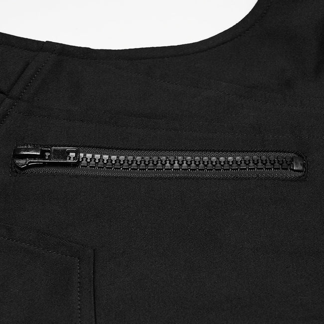 Stand up collar Cyberpunk vest with Shoulder rivets