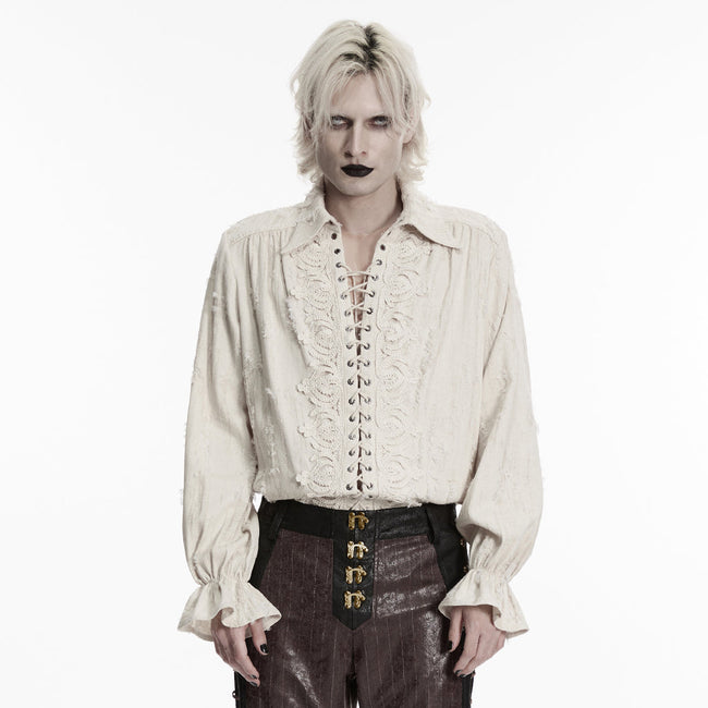 Goth distressed cotton and linen shirt