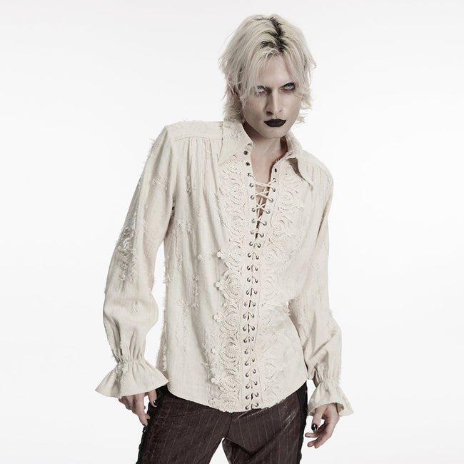 Goth distressed cotton and linen shirt
