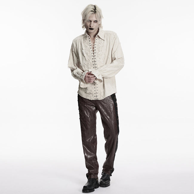 Goth distressed cotton and linen shirt