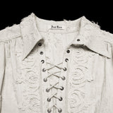 Goth distressed cotton and linen shirt