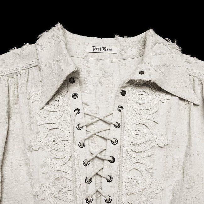 Goth distressed cotton and linen shirt