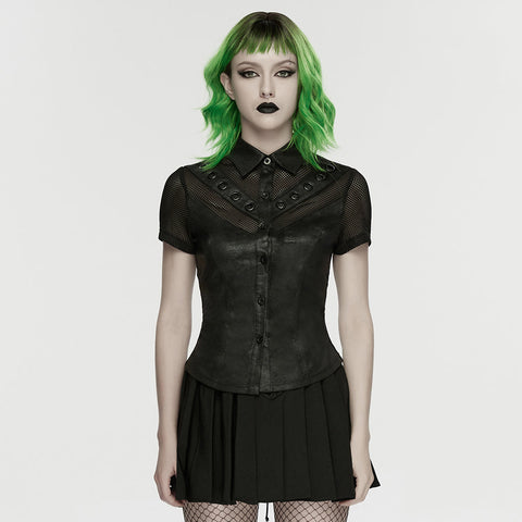 Punk personality mesh shirt