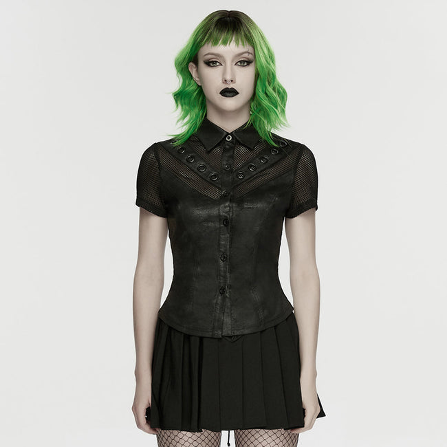 Punk personality mesh shirt