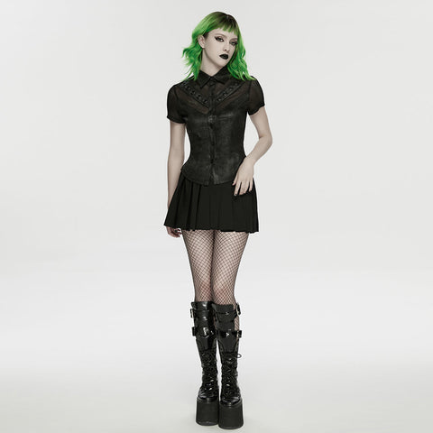 Punk personality mesh shirt