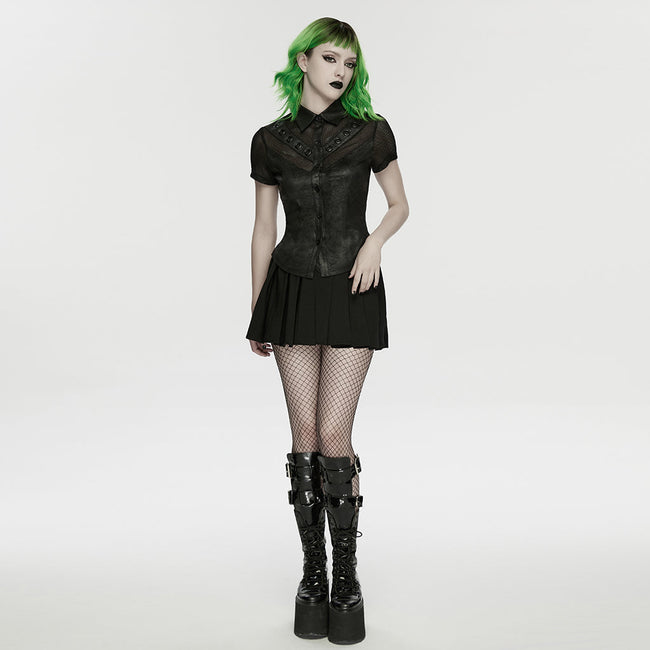 Punk personality mesh shirt