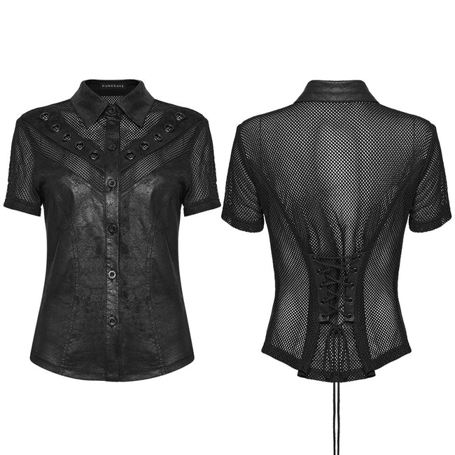 Punk personality mesh shirt