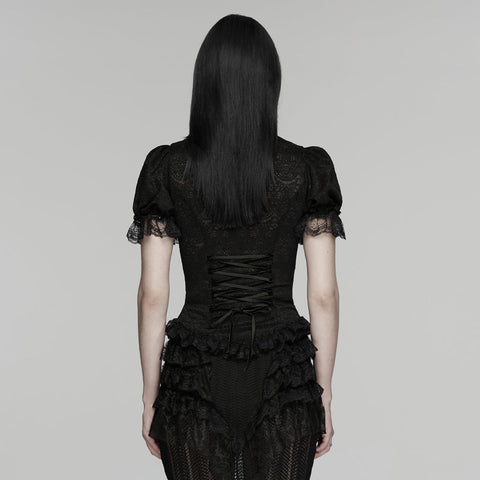 Goth short sleeve lace shirt