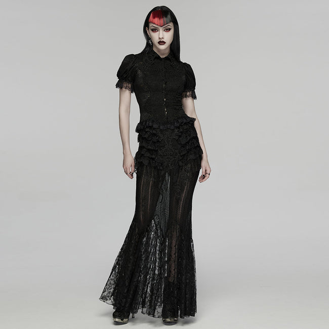 Goth short sleeve lace shirt
