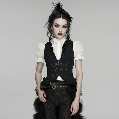 Goth ruffle drawstring vest