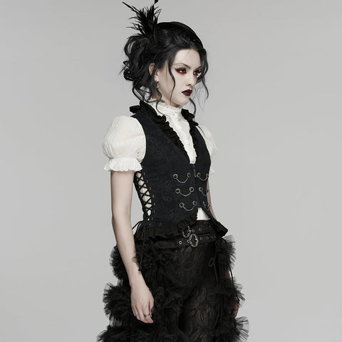 Goth ruffle drawstring vest