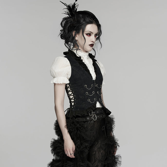 Goth ruffle drawstring vest