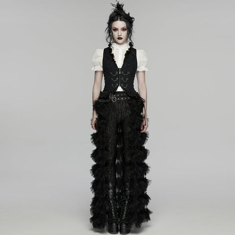 Goth ruffle drawstring vest