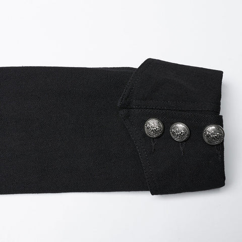 Black Rugged Denim Punk Jacket For Men With Removable Sleeves