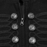 Black Rugged Denim Punk Jacket For Men With Removable Sleeves