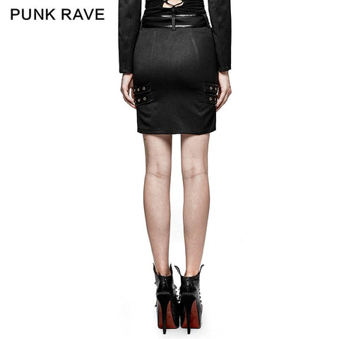 Delicate Uniform Military Warrior Wrapped Half Punk Skirt