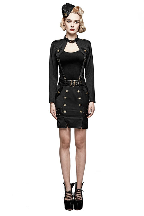 Delicate Uniform Military Warrior Wrapped Half Punk Skirt