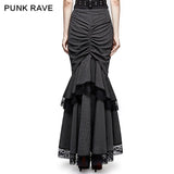 Steampunk Graceful Full-skirted Stripes Woven Fishtail Punk Skirt