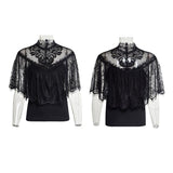 Gorgeous Floral Pattern Sleeveless Light Lace Gothic T-Shirt