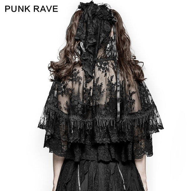 Flower Embroidered High Collar Lace Gothic Coat/lolita Cloak