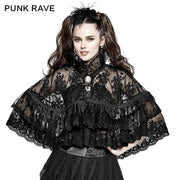 Flower Embroidered High Collar Lace Gothic Coat/lolita Cloak