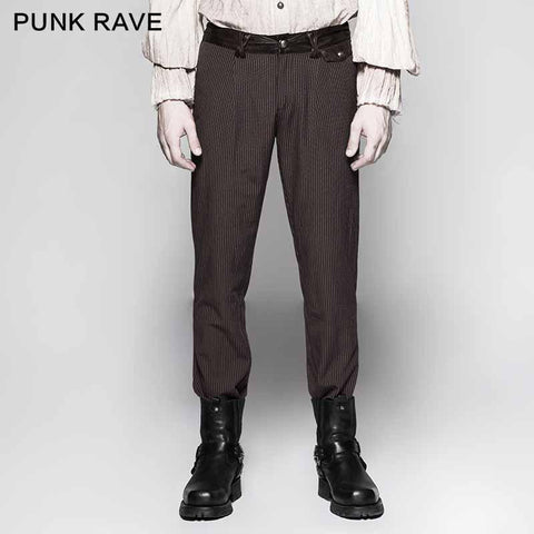 Pinstripe Simple Fitness Chino Punk Pants