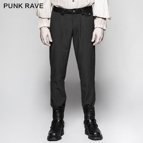 Pinstripe Simple Fitness Chino Punk Pants
