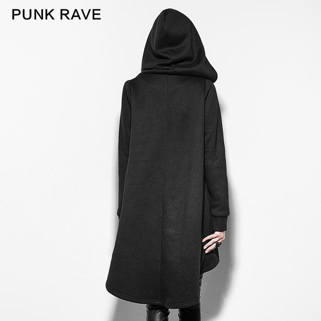 Black Personality Irregular Cloak Style Long Punk Jacket