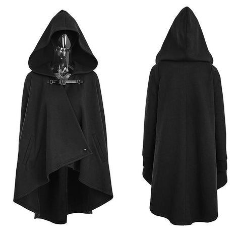 Black Personality Irregular Cloak Style Long Punk Jacket