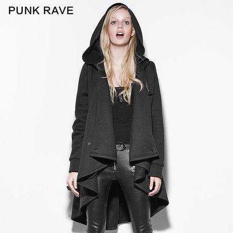 Black Personality Irregular Cloak Style Long Punk Jacket