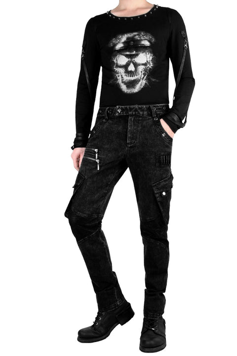New Design Cotton Black Jean Punk Pants For Men