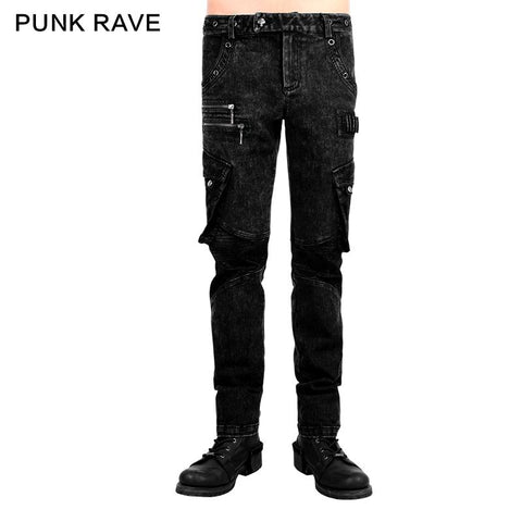 New Design Cotton Black Jean Punk Pants For Men