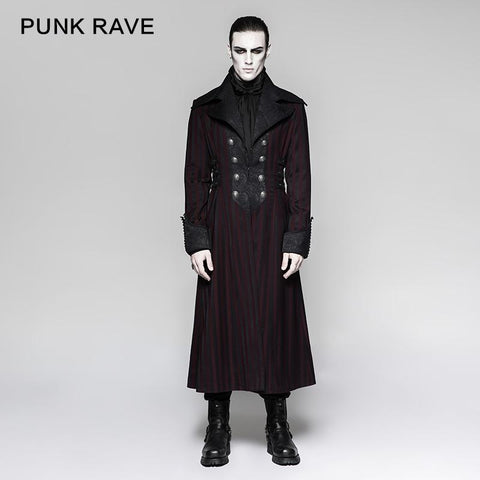 Branded Classical Extra Long Men Striped Punk Coat