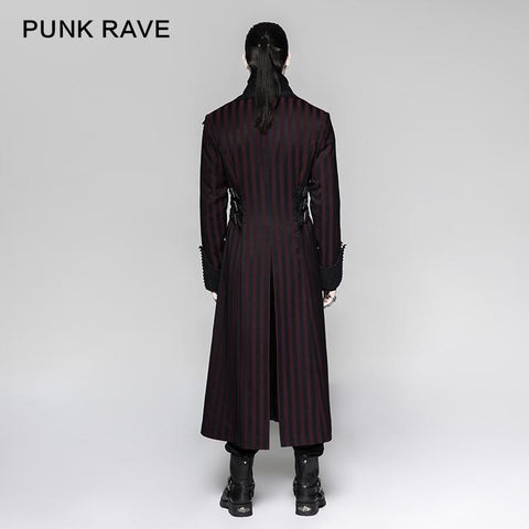Branded Classical Extra Long Men Striped Punk Coat