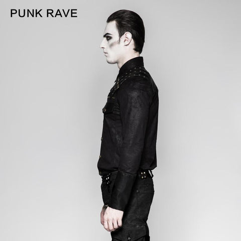 Heavy Metal Texture Shoulder Leather Coating Punk Shirts