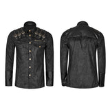 Heavy Metal Texture Shoulder Leather Coating Punk Shirts