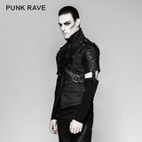 Military Uniform Cross Belt Inelastic Laminating Denim Punk Vest