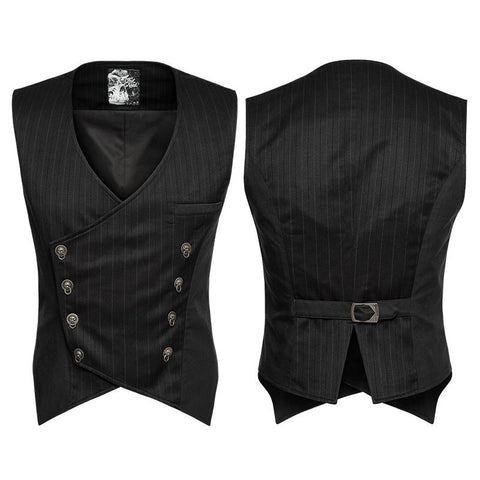 New Stylish Lock Buttons Men Striped Punk Vest