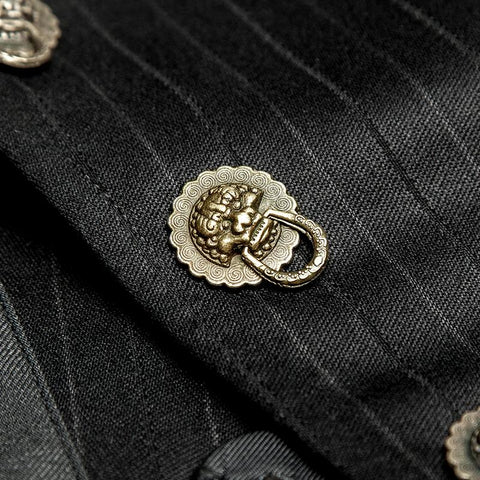 New Stylish Lock Buttons Men Striped Punk Vest