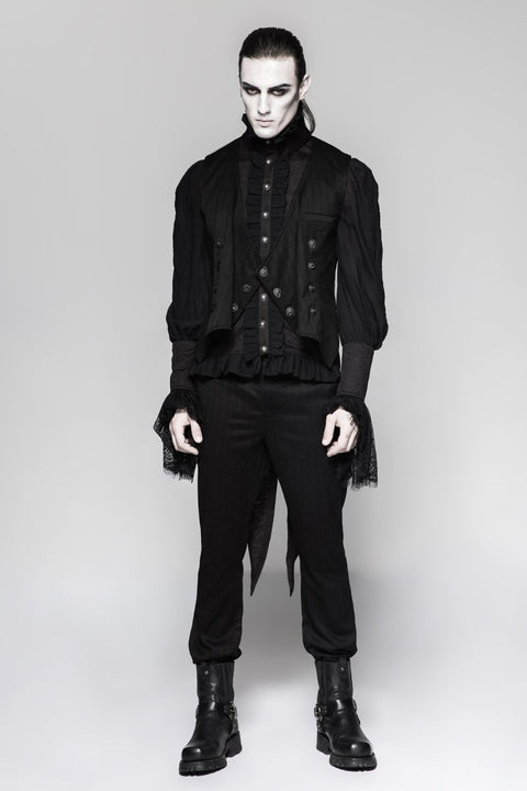 New Stylish Lock Buttons Men Striped Punk Vest