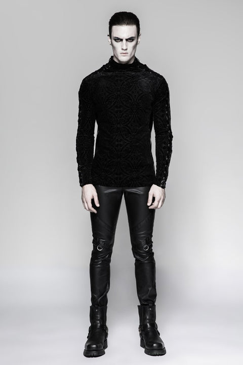 Gorgeous Elastic Square Pattern Long Sleeve Gothic T-shirts