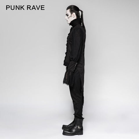 Lace Puff Sleeves Brocade Swallow-tailed Men Gothic Shirt